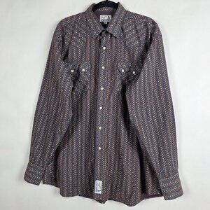 Panhandle Slim Western Cowboy Pearl Snap Mens XL Long Sleeve Bown Button Shirt